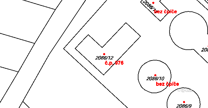 Protivín 976 na parcele st. 2086/12 v KÚ Protivín, Katastrální mapa