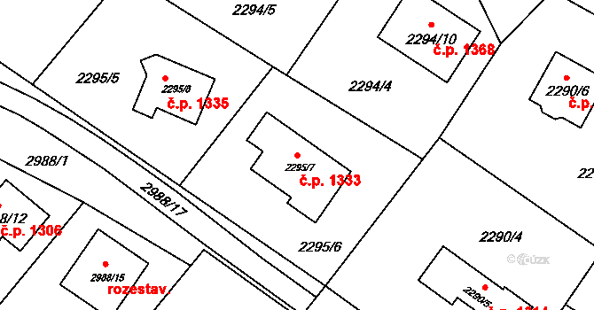 Rýmařov 1333 na parcele st. 2295/7 v KÚ Rýmařov, Katastrální mapa
