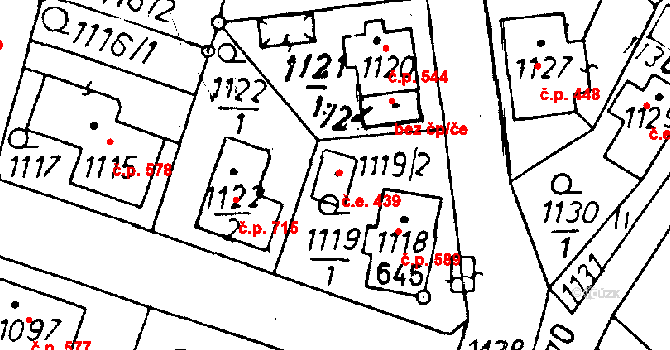 Rychnov u Jablonce nad Nisou 439 na parcele st. 1119/2 v KÚ Rychnov u Jablonce nad Nisou, Katastrální mapa