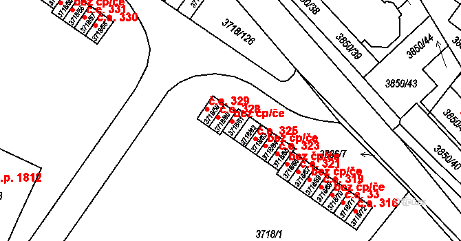 Předměstí 327, Litoměřice na parcele st. 3718/61 v KÚ Litoměřice, Katastrální mapa