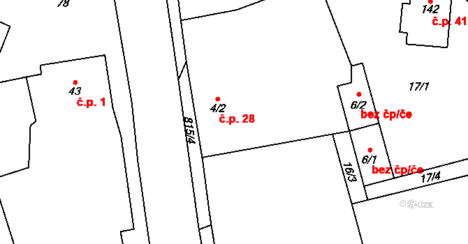 Skuhrov 28 na parcele st. 4/2 v KÚ Skuhrov u Havlíčkova Brodu, Katastrální mapa