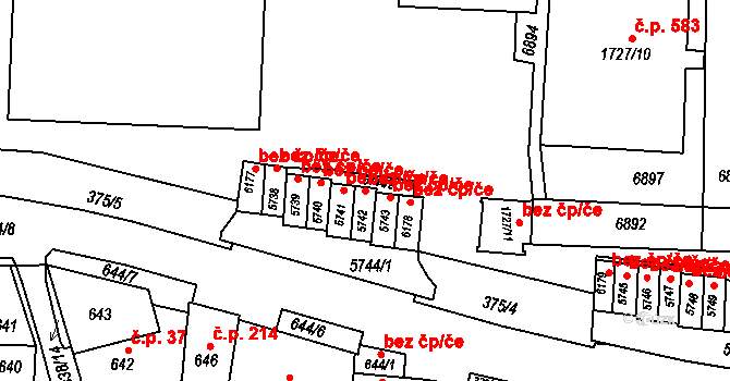 Brno 39497755 na parcele st. 5742 v KÚ Bystrc, Katastrální mapa