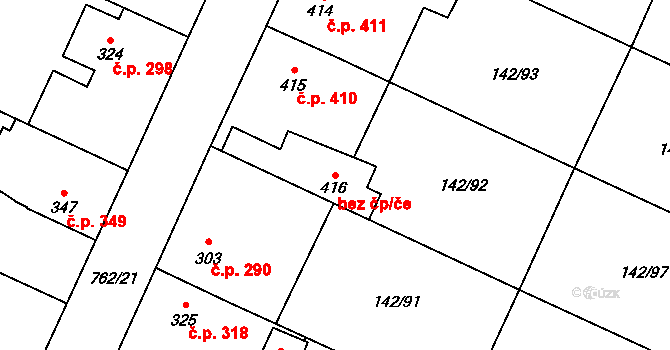 Chotěšov 40005755 na parcele st. 416 v KÚ Chotěšov, Katastrální mapa