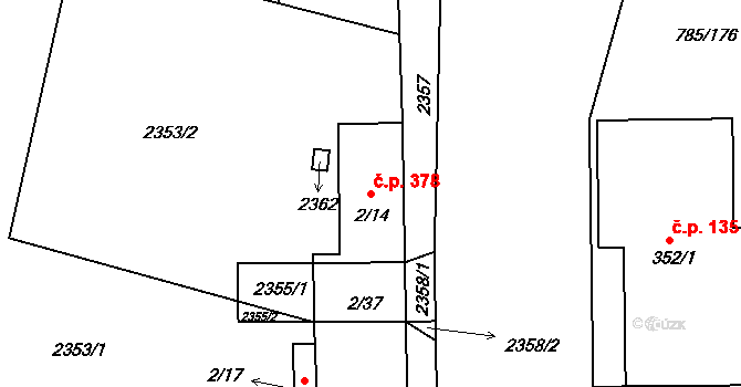 Násedlovice 378 na parcele st. 2/14 v KÚ Násedlovice, Katastrální mapa