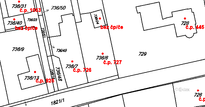 Kylešovice 727, Opava na parcele st. 736/6 v KÚ Kylešovice, Katastrální mapa
