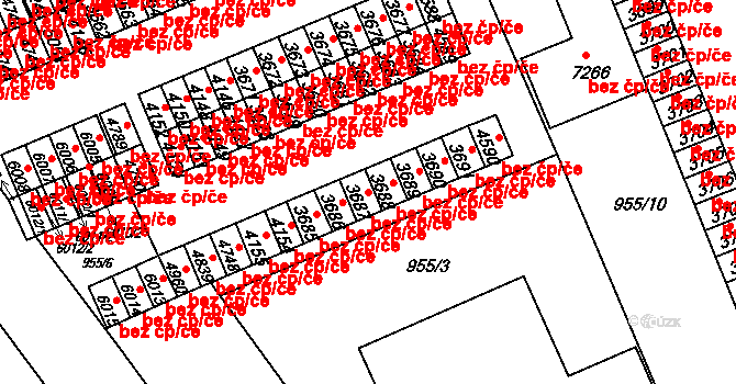 Kroměříž 44982755 na parcele st. 3687 v KÚ Kroměříž, Katastrální mapa