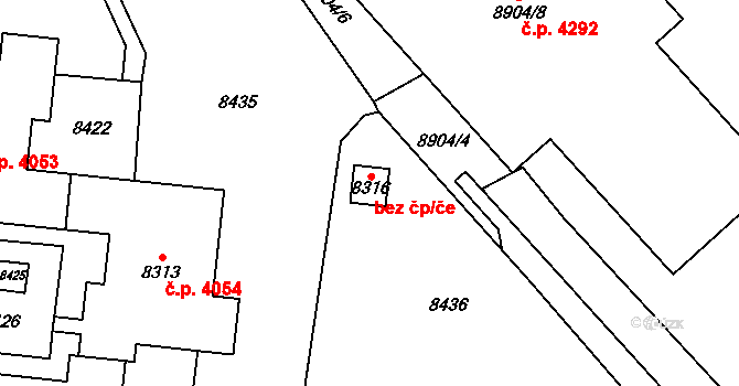 Brno 45543755 na parcele st. 8316 v KÚ Židenice, Katastrální mapa