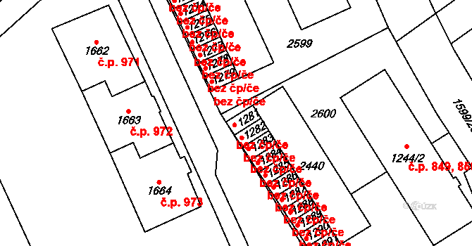 Litomyšl 46000755 na parcele st. 1281 v KÚ Litomyšl, Katastrální mapa