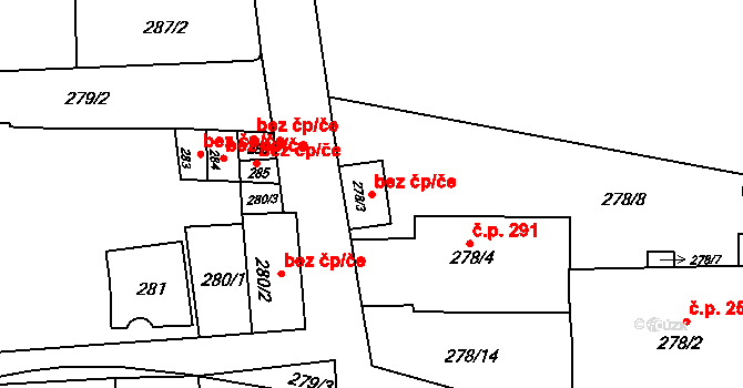 Litoměřice 49466755 na parcele st. 278/3 v KÚ Litoměřice, Katastrální mapa