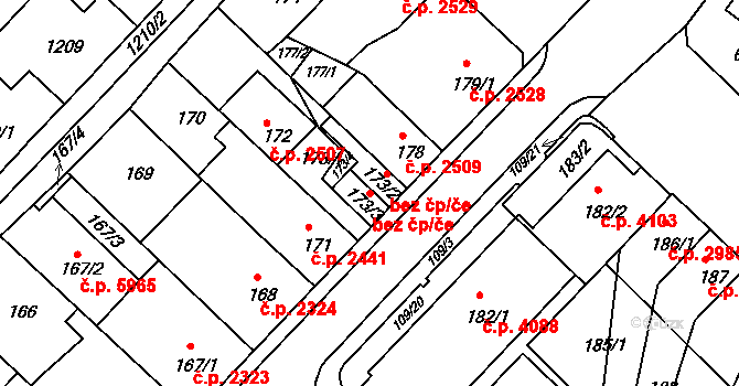 Chomutov 49547755 na parcele st. 173/3 v KÚ Chomutov II, Katastrální mapa
