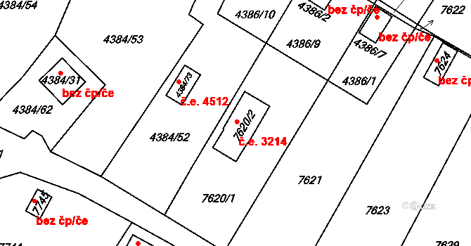 Most 3214 na parcele st. 7620/2 v KÚ Most II, Katastrální mapa