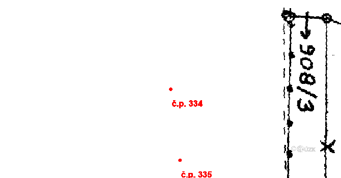 Choltice 334 na parcele st. 234/3 v KÚ Choltice, Katastrální mapa