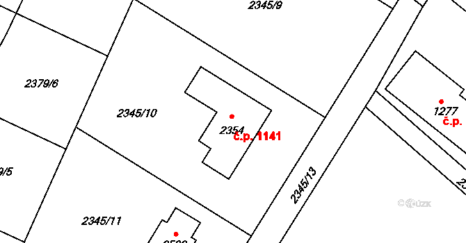 Pacov 1141 na parcele st. 2354 v KÚ Pacov, Katastrální mapa