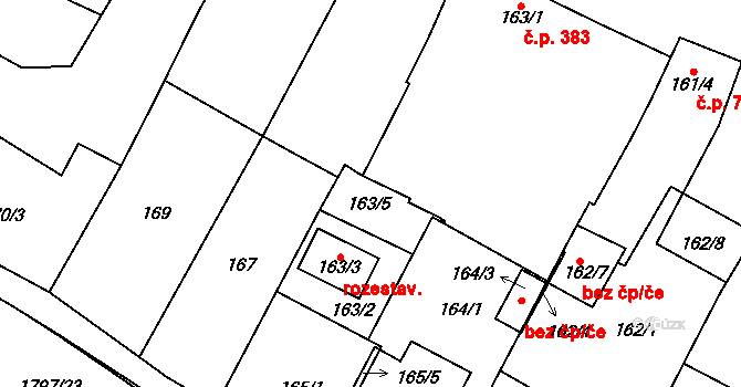 Lednice 54146755 na parcele st. 163/5 v KÚ Lednice na Moravě, Katastrální mapa