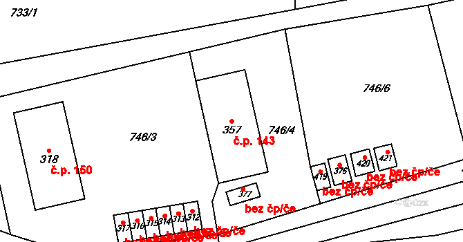 Dolní Libchavy 143, Libchavy na parcele st. 357 v KÚ Dolní Libchavy, Katastrální mapa