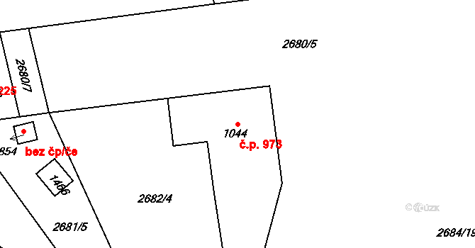 Choceň 973 na parcele st. 1044 v KÚ Choceň, Katastrální mapa
