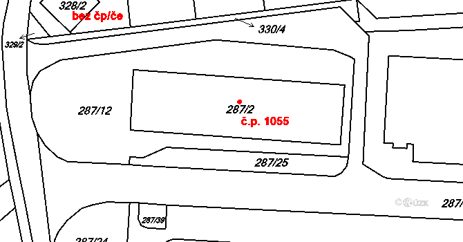 Jeseník 1055 na parcele st. 287/2 v KÚ Jeseník, Katastrální mapa