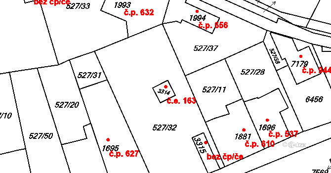 Beroun-Závodí 163, Beroun na parcele st. 3314 v KÚ Beroun, Katastrální mapa