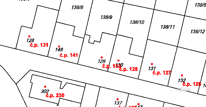 Úžice 133 na parcele st. 129 v KÚ Úžice u Kralup nad Vltavou, Katastrální mapa