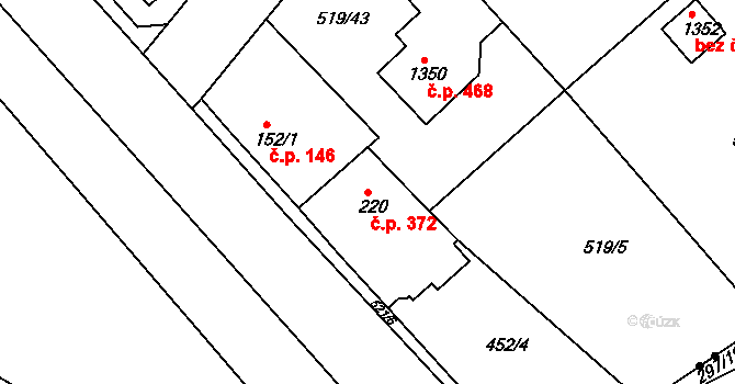 Neratovice 372 na parcele st. 220 v KÚ Neratovice, Katastrální mapa