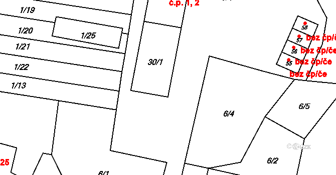 Dolní Metelsko 1,2, Horšovský Týn na parcele st. 30/1 v KÚ Dolní Metelsko, Katastrální mapa