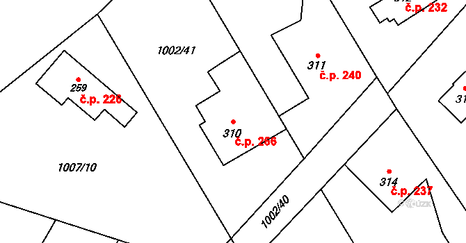 Velká Ves 266, Broumov na parcele st. 310 v KÚ Velká Ves u Broumova, Katastrální mapa