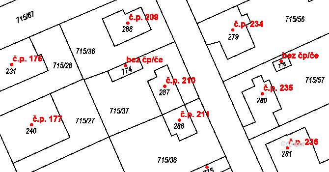 Velká Ledhuje 210, Police nad Metují na parcele st. 287 v KÚ Velká Ledhuje, Katastrální mapa