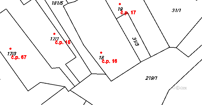 Neznášov 16, Rožnov na parcele st. 18 v KÚ Neznášov, Katastrální mapa