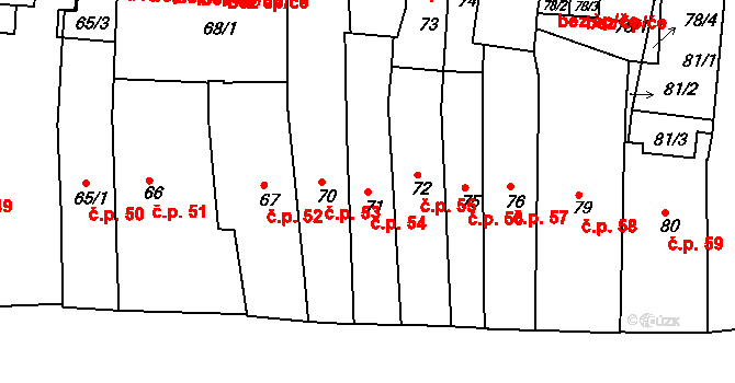 Jaroměř 54 na parcele st. 71 v KÚ Jaroměř, Katastrální mapa