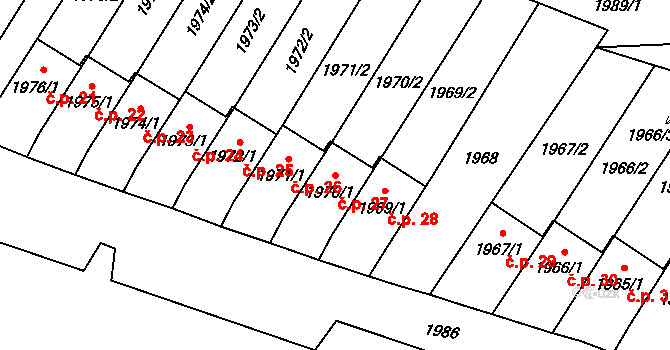 Mohelnice 27 na parcele st. 1970/1 v KÚ Mohelnice, Katastrální mapa