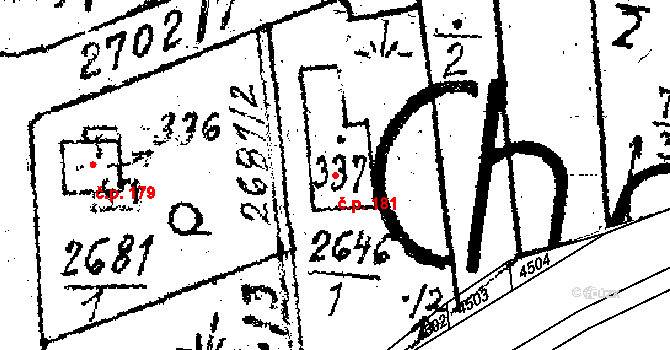 Chodská Lhota 181 na parcele st. 337 v KÚ Chodská Lhota, Katastrální mapa