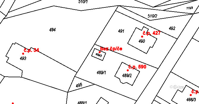 Zlín 82271755 na parcele st. 489/3 v KÚ Štípa, Katastrální mapa