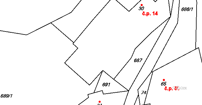 Hracholusky 14 na parcele st. 30 v KÚ Hracholusky nad Berounkou, Katastrální mapa