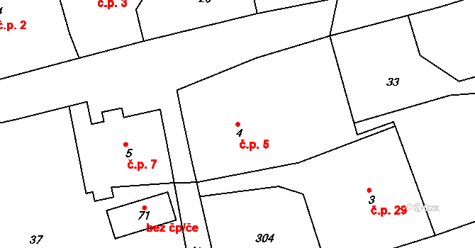 Chlístov 5 na parcele st. 4 v KÚ Chlístov u Dobrušky, Katastrální mapa