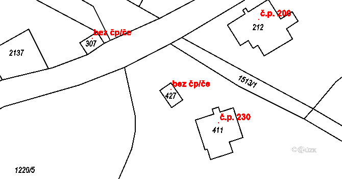 Srbská Kamenice 99803755 na parcele st. 427 v KÚ Srbská Kamenice, Katastrální mapa