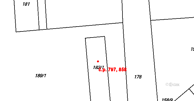 Pohořelice 797,858 na parcele st. 182/1 v KÚ Pohořelice nad Jihlavou, Katastrální mapa