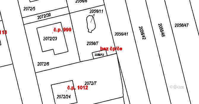 Třemošná 101012756 na parcele st. 2056/12 v KÚ Třemošná, Katastrální mapa
