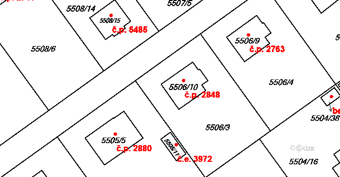 Jihlava 2848 na parcele st. 5506/10 v KÚ Jihlava, Katastrální mapa