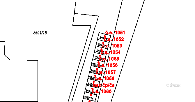 Jihlava 1053 na parcele st. 3892/8 v KÚ Jihlava, Katastrální mapa