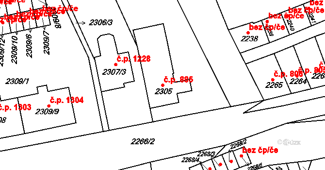 Slavíkovice 885, Rousínov na parcele st. 2305 v KÚ Rousínov u Vyškova, Katastrální mapa