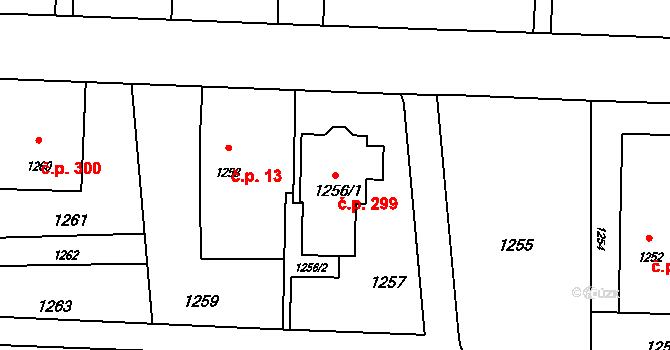 Horní Těrlicko 299, Těrlicko na parcele st. 1256/1 v KÚ Horní Těrlicko, Katastrální mapa