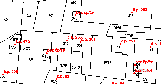 Hostomice 267 na parcele st. 314 v KÚ Hostomice nad Bílinou, Katastrální mapa