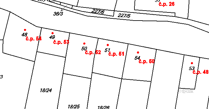 Chrastová Lhota 51, Brněnec na parcele st. 51 v KÚ Chrastová Lhota, Katastrální mapa