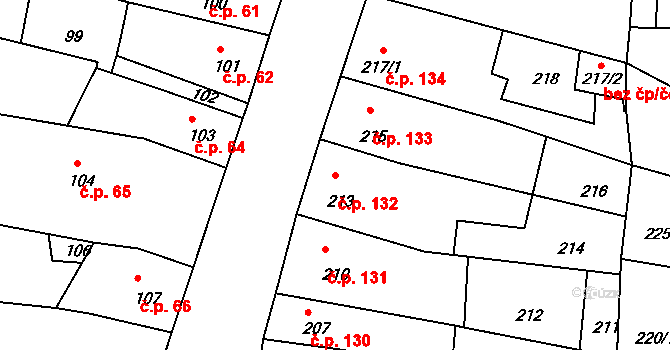 Mimoň III 132, Mimoň na parcele st. 213 v KÚ Mimoň, Katastrální mapa