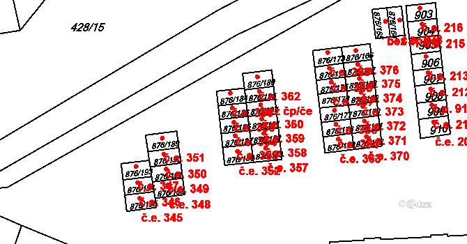 Postoloprty 354 na parcele st. 876/186 v KÚ Postoloprty, Katastrální mapa
