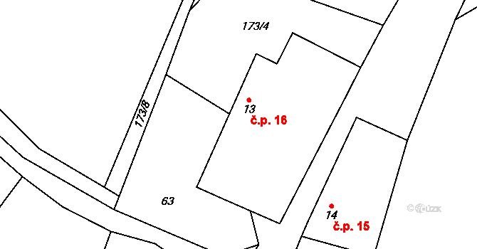 Lohenice 16, Koberovice na parcele st. 13 v KÚ Lohenice, Katastrální mapa