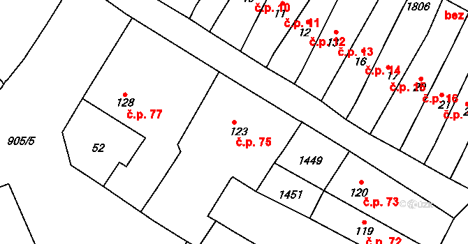 Hostinné 75 na parcele st. 123 v KÚ Hostinné, Katastrální mapa