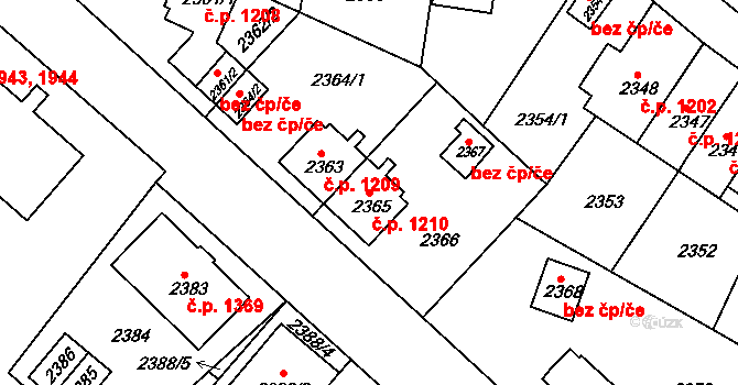 Sokolov 1210 na parcele st. 2365 v KÚ Sokolov, Katastrální mapa