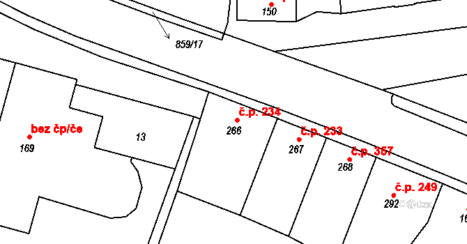 Zásmuky 234 na parcele st. 266 v KÚ Zásmuky, Katastrální mapa