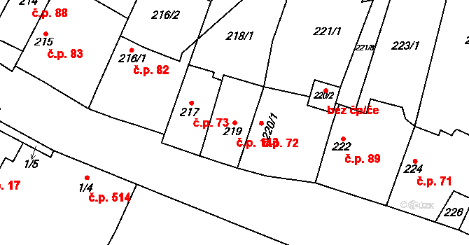 Řeporyje 143, Praha na parcele st. 219 v KÚ Řeporyje, Katastrální mapa